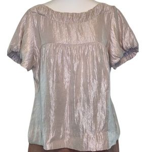 Final Touch Metallic Blush Balloon Sleeve Blouse